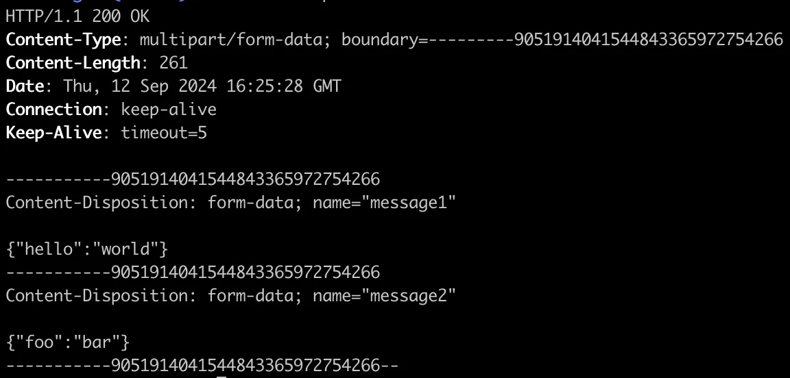 HTTP response of multipart/form-data with text parts