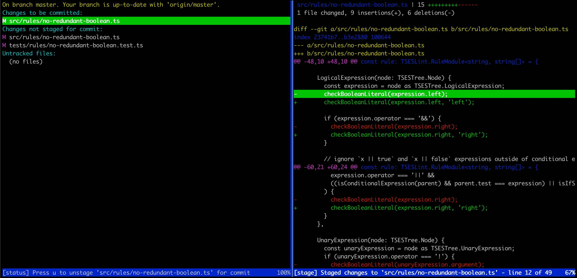 Status view in tig